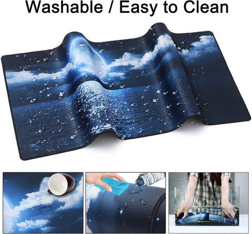 Desk Mat, Large Mouse Pad 35''×15.6''×0.12'' XXL Extended Gaming Mouse Pad with Non-Slip Base for Computer, Office