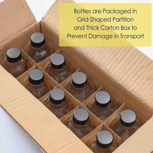 6 Pack Small Clear Glass Bottles 4 oz with Lids & 2 Stainless Steel Funnels, 120ml Boston Sample Bottles