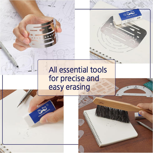 Mr. Pen Professional Geometry Set, 17 Pcs Architect Drafting Tools, Compass, Protractor, Scale Ruler, Stencils