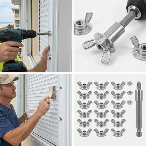 MUCKLILY 20pcs Stainless Steel Wingnut for Hurricane Shutters Quick Release Design with Hand Tool Weather-Resistant