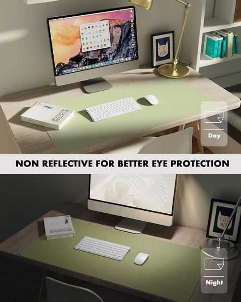 YSAGi Double-Sided Desk Pad, 31.5"x15.7" Leather Desk Mat, Waterproof Desk Blotter for Office/Home