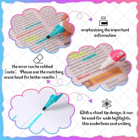 Zhehao 40 Pcs Erasable Highlighters Bulk, Double Head Liquid Highlighters in Assorted Pastel Colors