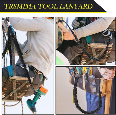 TRSMIMA Safety Tether Tool Lanyard, 5 Pack Stretch Strap for Fall Protection, Tools Leash with Screw Lock Carabiner