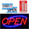 Neon Open Sign for Business, Horizontal LED Sign with Flashing Mode, Includes Business Hours