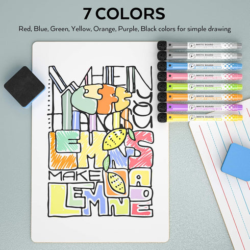 Nicpro 2 Pack Dry Erase Lap Board 9 x 12 inches, Double Sided Blank & Lined Small Lapboard with 8 Pens, 2 Erasers