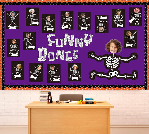 Halloween Classroom Bulletin Board Decoration Set, Funny Bones Bulletin Board Skull Cutouts for Decor