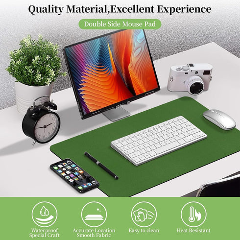 Office/Home.23.6"x 13.8" Bloss Green Leather Mouse Pad,Leather Desk Mat Protector,Dual-Side Use Mouse Mats,Office Desks