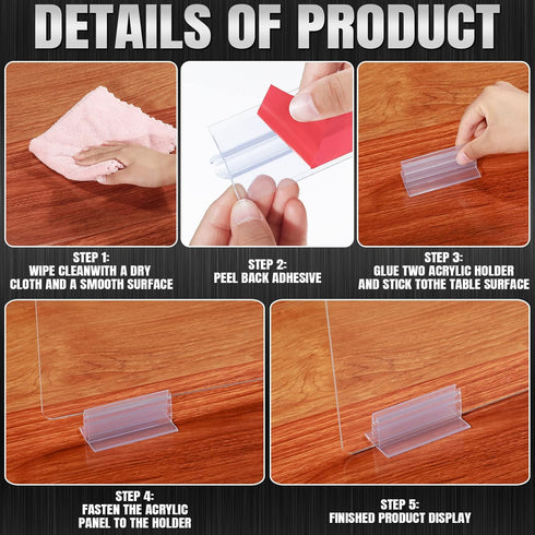 6pcs Counter 2 24 16 Inches, 1/ 8 Inch 1/ 4 Inch Weysat Desk Acrylic Panels Holder and Pcs Acrylic Desk Divider