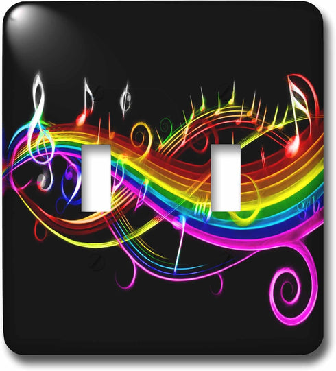 3dRose lsp_167166_2 Music Notes in Neon Rainbow Colors Toggle Switch