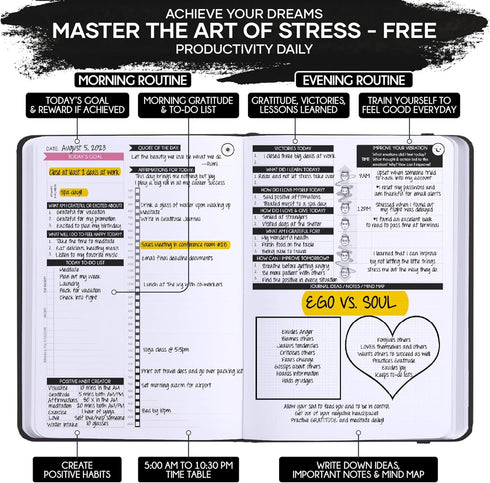5 90-Day Self Care Journal - Minute Mental Health & Manifestation Journal | Undated Daily Planner for Positivity