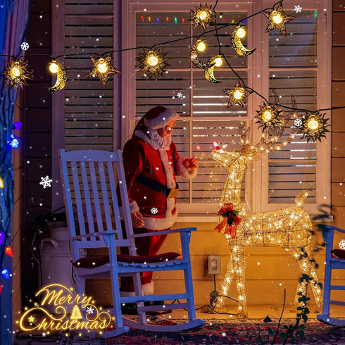 13Ft 153In Beautyard Solar String Lights Outdoor Star Moon Sun Led Solar Powered Decorative Lights for Garden Patio