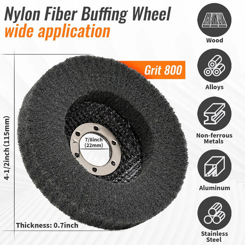 4 1/2 inch Nylon Fiber Flap Disc Buffing Polishing Wheel 800 Grit Scouring Pad Aabrasive Angle Grinder Discs, Metal Wood Deburring Finishing Polishing Grinding Surface Conditioning Tool 6Pcs