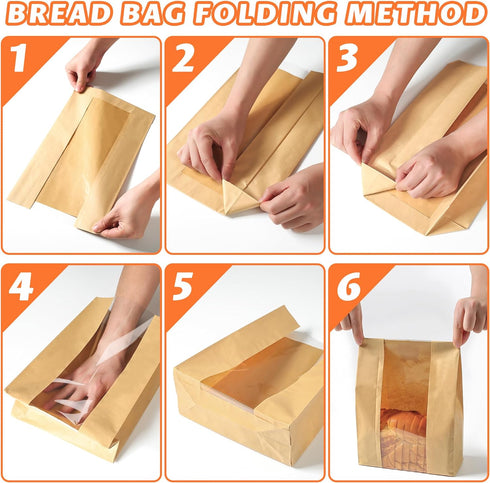 50 50% 13.7x8.2x3.7in 60 Pcs Bread Bags for Homemade Bread, Sourdough Paper With Window, Thicker A Large Bakery Bags