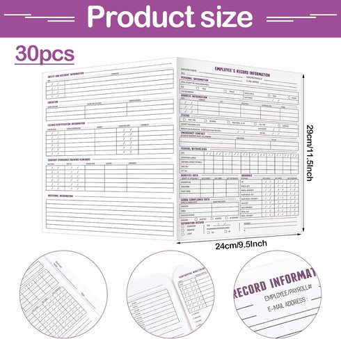 Glenmal 30 Pcs Confidential Employee Record Folders, 9.5 x 11.5'' Payroll Record Organizer for Company Office