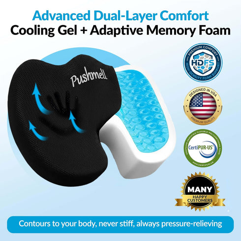 Tailbone, 17.5 14 Premium Memory Foam Gel Seat Cushion for Coccyx, Back & Sciatica Pain Relief Fits x Seats, Ergonomic