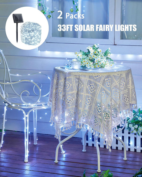 2 Packs 66Ft 200 Minetom Solar String Lights, Total LED Solar Fairy Lights, Waterproof Solar Lights for Outside Patio