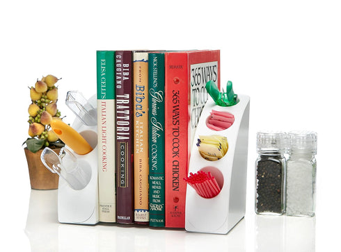 AdirOffice Smart Quarter Bookends & Office Desk Organizer - Heavy Duty Plastic w/Non Skid Bottom - Includes Storage