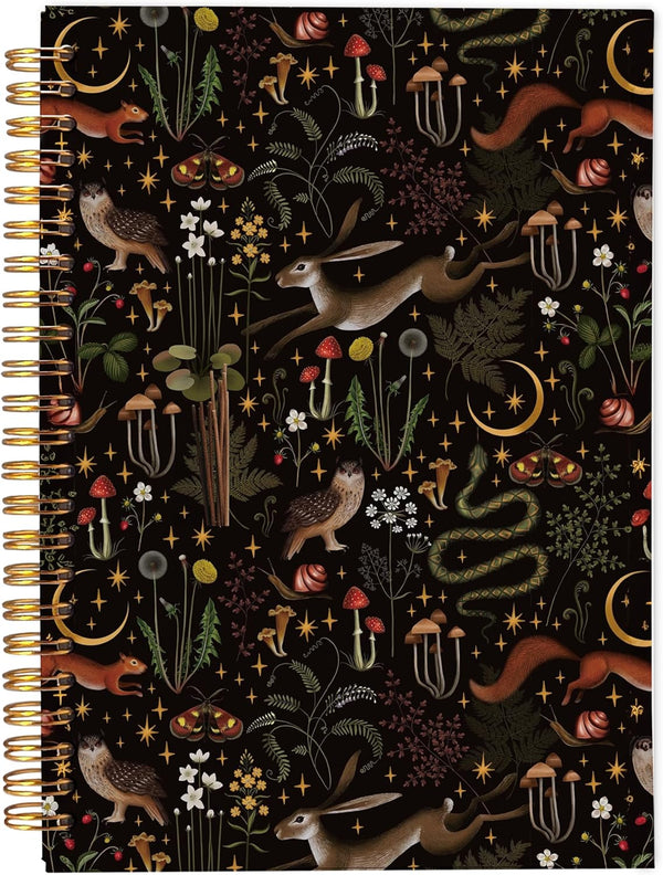 Fairy Rustic Forest Notebook, Gothic Vintage Mushroom Woodland Journal, Cottagecore Aesthetic Spiral Notebook, 5.5x8.3