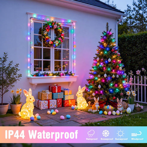 4 Pack 50 16.5ft Easter Lights Battery Operated, LEDs Pastel String Lights Indoor Outdoor Waterproof, Green Wire