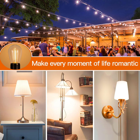 addlon LED Replacement Bulbs, 1W S14, 4 Pack, Waterproof E17 Screw Base for Outdoor LED String Lights, Shatterproof