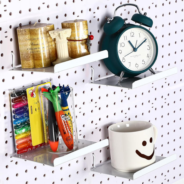 4 Pcs Pegboard Shelves Wall Organizer, Steel Tray Pegboard Accessories for Craft Garage Kitchen