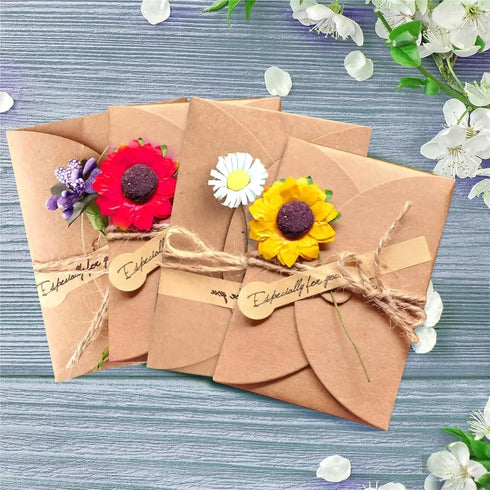 linenb 140pcs &40pcs Set Blank Gift Card Envelope With Heart Closure Vintage Note Greeting For Wedding Party Invitation