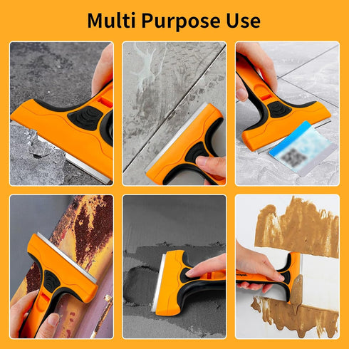 JiangCore 4" 15 SK5 Wide Razor Blade Scraper Tool Scraper Tool with Extra Replacement Blades,Glass Cleaner for Stove