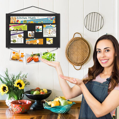 Miratino 2pcs Pin Board, 16"x11" Black Linen Cork Boards with Frame for Home Kitchen School Office Decor