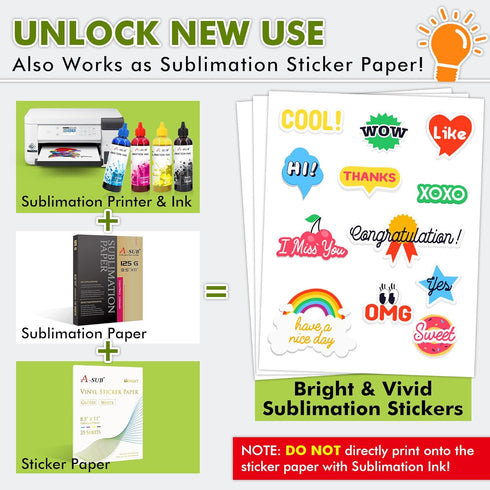 Vinyl Sticker Paper by A-SUB, 25 Sheets for Inkjet Printer, Glossy Waterproof 8.5x11 Inch for DIY Decals