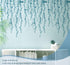 Blue Hanging String of Pearls Succulents Vine Wall Decals Peel and Stick, Large Plants Leaf Vinyl Wall Stickers