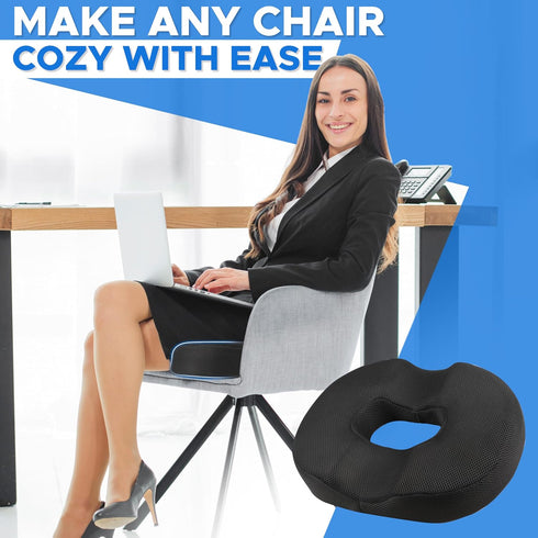 Tailbone EcoNour Comfortable Donut Pillow Seat Cushion | Memory Foam for and Hip Support | Ideal for Posture