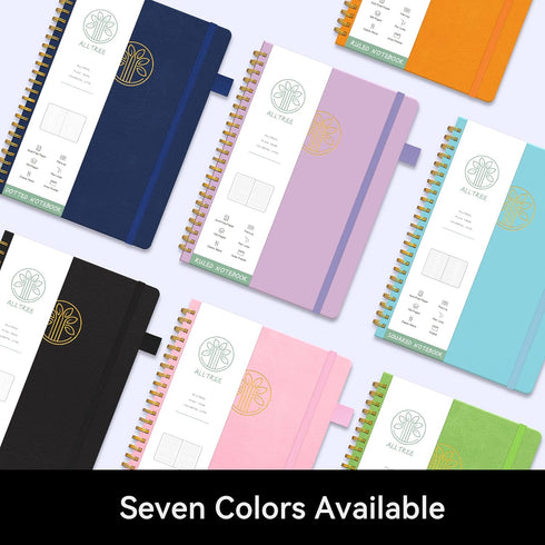 Large Graph Notebook Journal, A5 Medium, Spiral Bound Leather Hardcover Graph Notebook with Tabs and Pen.