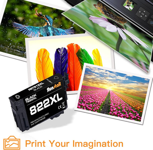 Run Star 1 Pack 822XL T822XL Black Remanufactured Ink Cartridge Replacement for Epson Workforce Pro WF-3820 (1 Black)