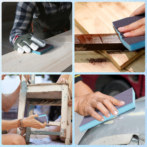 12 Pack 60/80/120/220/320/400 Pack Sanding Sponge, Washable and Reusable Sanding Blocks Grit Wet Dry Sand Paper
