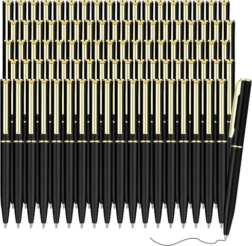 Teling 72 Pcs Mini Ballpoint Pens, 4 Inch Short Bulk, Tiny Ink Pens for Notebook, School, Office (Black, Gold)