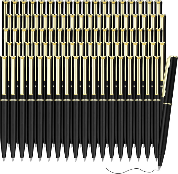 Teling 72 Pcs Mini Ballpoint Pens, 4 Inch Short Bulk, Tiny Ink Pens for Notebook, School, Office (Black, Gold)