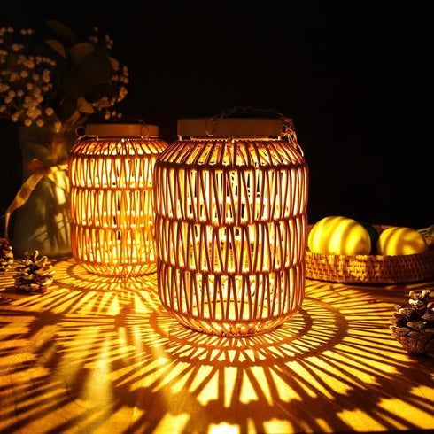 Solar Outdoor Lanterns Waterproof, Hanging Rattan Lantern Lights for Outside, Solar lamp