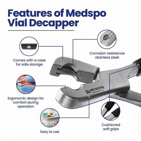 (13mm 20mm) MEDSPO Dual Action Vial Opener and Vial Decapper | Durable Ergonomic Vial Cap Remover | Easy to Use Vial