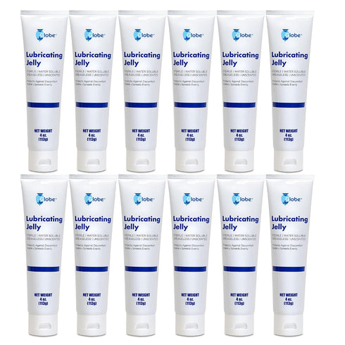 (12 Pack) 4 oz Globe Lubricating Jelly, Sterile, Water Soluble, Latex-Free, Unscented, Greaseless, for Medical Use