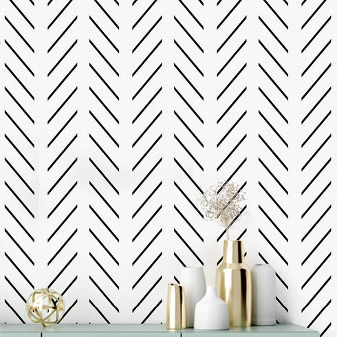 Erfoni Black and White Peel and Stick Wallpaper, Modern Herringbone Contact Paper, 17.7inch x 78.7inch