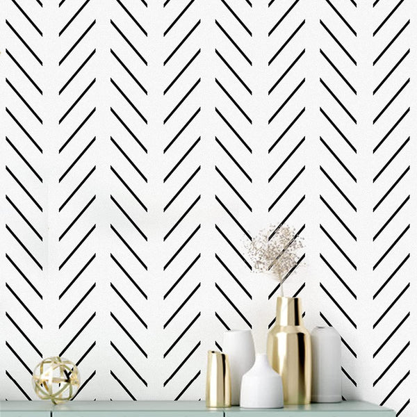 Erfoni Black and White Peel and Stick Wallpaper, Modern Herringbone Contact Paper, 17.7inch x 78.7inch