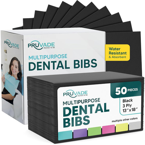 Dental Bibs - 50 Pack Adult Disposable Bibs 3-Ply for Dentist, Eating,
