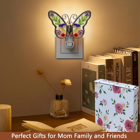 1-Pack 7W 3000K KY&BOSAM Butterfly Night Lights Plug into Wall Plug in Night Light Dusk to Dawn Warm White Bright Real
