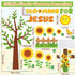 gisgfim Sunflower Bulletin Board Decoration Set, Religious Cutouts for Classroom Welcome Blooming for Jesus
