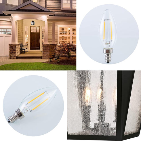 12V Candelabra LED Light Bulb, Low Voltage 25 Watt Equivalent, 12V E12 3000K, 24volt Candelabra Light Bulbs for RV, 6