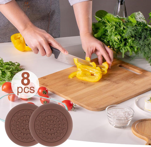 Penitue 8pcs Cutting Board Silicone Feet, Anti-Slip Waterproof Shock-Absorbing Self-Adhesive Silicone Feet for Cutting