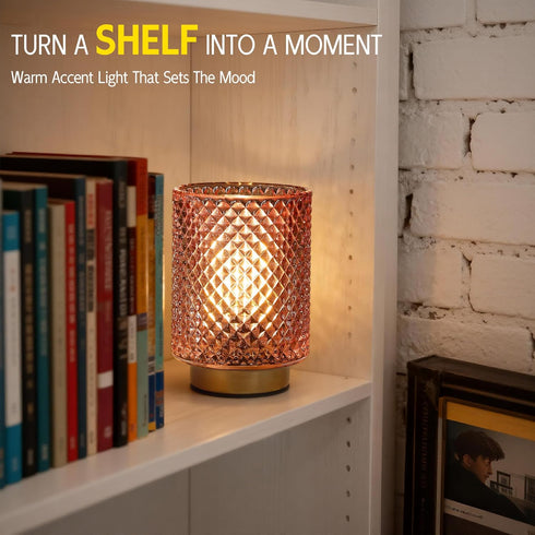 ULAROOM Small Battery Operated Lamp with Timer for Dorm/Office Desk/Home Deocr,Cordless Shelf Warm Moody Lighting