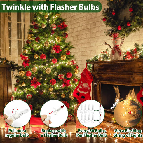 Clear Christmas Lights 33FT 100 Incandescent Bulbs, Warm White Mini Lights with White Wire for Indoor Outdoor Festival