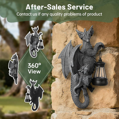 Solar Dragon Decor Tree Hugger Statue | Outdoor Garden Statue with LED Light for Yard, Patio, Balcony | Fantasy Dragon