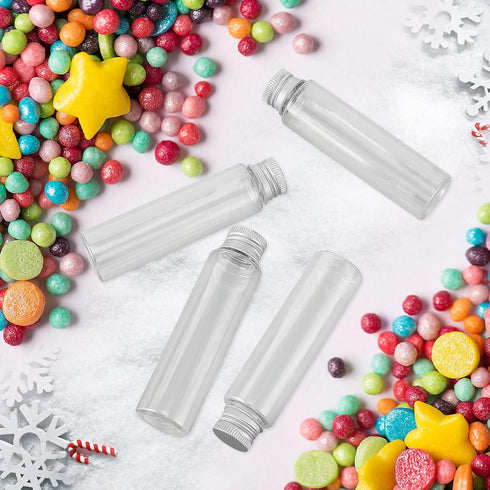 Tioncy 150 Pcs Clear Plastic Test Tubes, 50 ml Vials with Caps for Storage and Experiments
